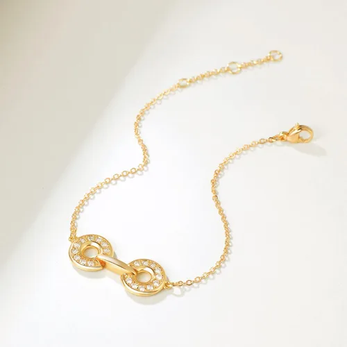 Miniatura 4 de MEVECCO Pulsera de cadena de oro para mujer, chapada en oro de 18 quilates, pulsera ajustable en capas, delicada pulsera minimalista hecha a mano