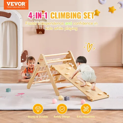 Miniatura 2 de VEVOR Pikler - Juego de triángulos escalador 4 en 1, Montessori plegable para escalar, tamaño grande, juguetes de escalada para niños pequeños