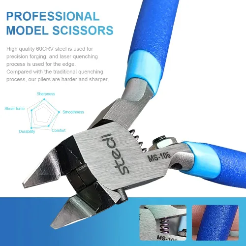 Miniatura 6 de stedi Pinza modelo de 5 pulgadas, con un solo borde ultrafino y estuche de cuchilla, herramientas de modelo de plástico para reparación de modelos
