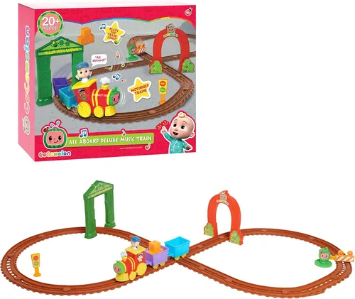 CoComelon All Aboard - Tren musical con piezas adicionales, 24 piezas, toca "The Train Song", juguetes para niños de 18 meses por Just Play