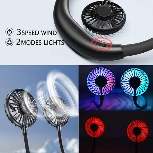 Miniatura 6 de YALTOON Ventilador de cuello – Ventilador manos libres con batería de 2600 mAh, ventilador portátil para colgar alrededor del cuello para pesca
