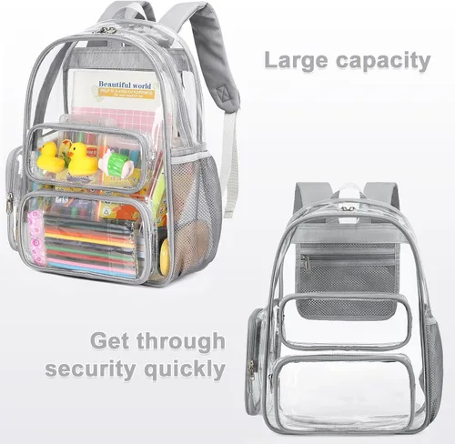 Miniatura 125 de CAMTOP Mochila transparente resistente y transparente para estudiantes, escuela, trabajo, festival, viajes, deportes, Beige, Mediana, Camtop Mochila