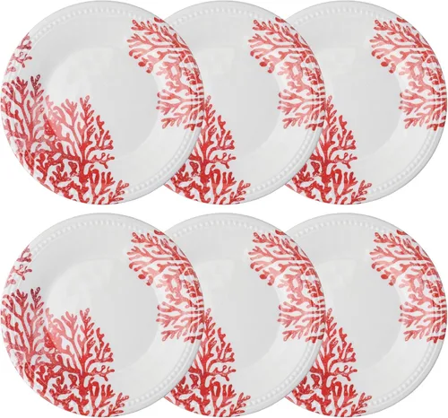 Miniatura 11 de UP UPware - Juego de platos redondos para ensalada de melamina de cangrejo, platos redondos para risotto, pasta y ensalada, sin BPA, aptos