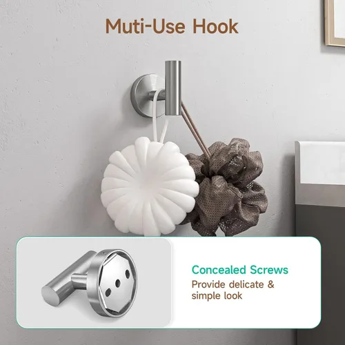Miniatura 8 de USHOWER Juego de accesorios de baño de níquel cepillado, juego moderno de barra de toalla de 24 pulgadas montado en la pared, juego de accesorios