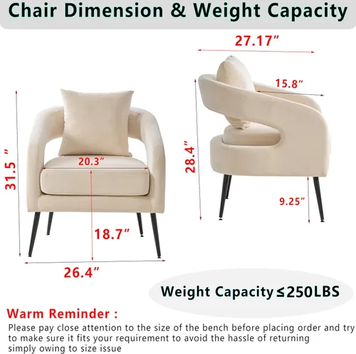 Miniatura 3 de Juego de 1 sofá biplaza pequeño y 2 sillas decorativas, juego de sofá y sillón de 3 piezas para sala de estar, moderno sofá de terciopelo con silla