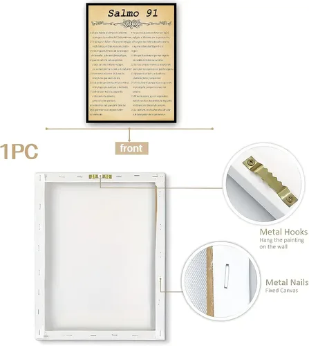 Miniatura 2 de Salmo 91 En Español Para Pared Versículo de la Biblia Arte de Pared Escritura Escritura Enmarcado Salmo bíblico 91 Pintura en lienzo Sala de oración
