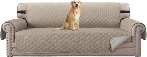 Miniatura 83 de H.VERSAILTEX Funda de sofá resistente al agua para sofá de 3 cojines, reversible, protector de muebles acolchado con correa elástica, funda de sofá