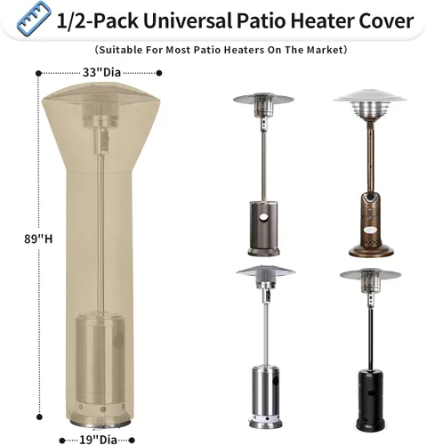 Miniatura 3 de Cubiertas impermeables para calentador de patio al aire libre OutdoorLines con cremallera y bolsa de almacenamiento, cubierta resistente al polvo