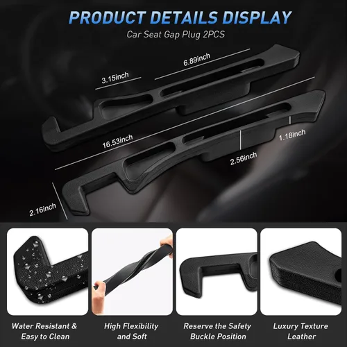 Miniatura 7 de Relleno para Huecos de Asiento de Carro Paquete de 2, Se Inserta Entre Asientos y Consola con Almacenamiento Organizador, Soporte de Teléfono
