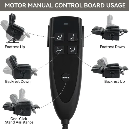 Miniatura 5 de Silla elevadora eléctrica de doble motor, silla reclinable plana con masaje y calor para personas mayores, control remoto, posición infinita, Negro