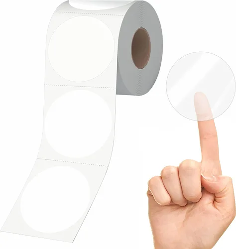 Miniatura 12 de 1000 calcomanías redondas transparentes, transparentes, autoadhesivas, paquete con línea de perforación para sobres, cajas y embalaje de regalo