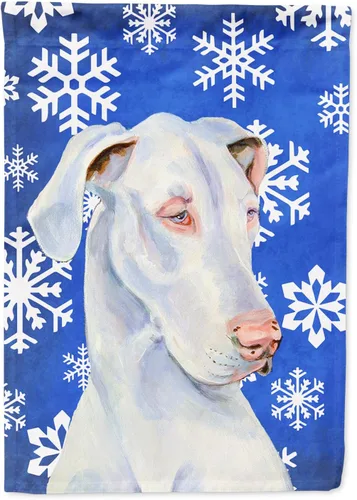 Miniatura 259 de Caroline's Treasures SC9374GF Bulldog English Snow flakes Holiday Garden Flag Buzón Bandera decorativa para patio exterior, patio, obras de arte
