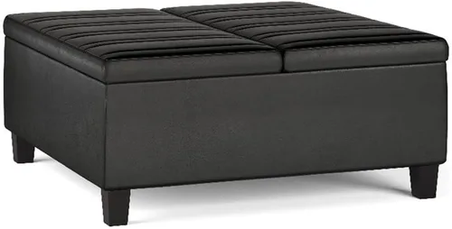 Miniatura 18 de SIMPLIHOME Ellis - Mesa auxiliar cuadrada contemporánea de 36 pulgadas de ancho, otomana de almacenamiento en piel sintética vegana envejecida