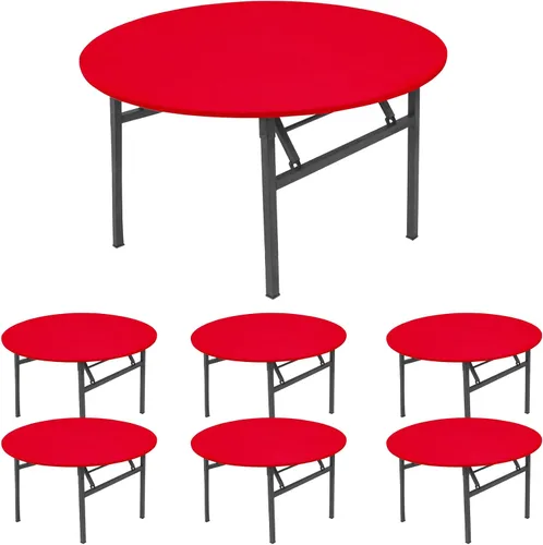 Miniatura 10 de Fivenl Paquete de 6 manteles de elastano para mesas redondas de 5 pies, manteles redondos elásticos ajustables lavables con borde elástico