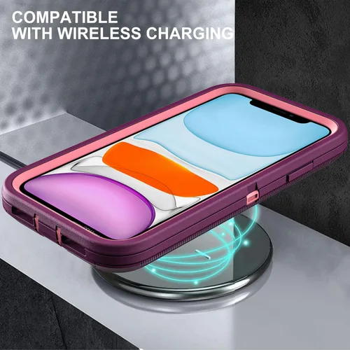 Miniatura 6 de YKHJKLEC Funda para iPhone 11, Grado Militar 3 en 1 Resistente de Servicio Pesado a Prueba de Golpes/Caídas/Polvo con 2 Protectores de Pantalla