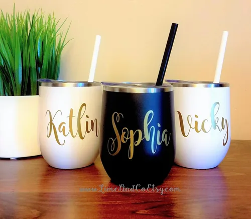 Miniatura 8 de Vaso de vino personalizado sin tallo de acero inoxidable, regalo de viaje para niñas, regalos de fiesta de boda, regalo de dama de honor, taza
