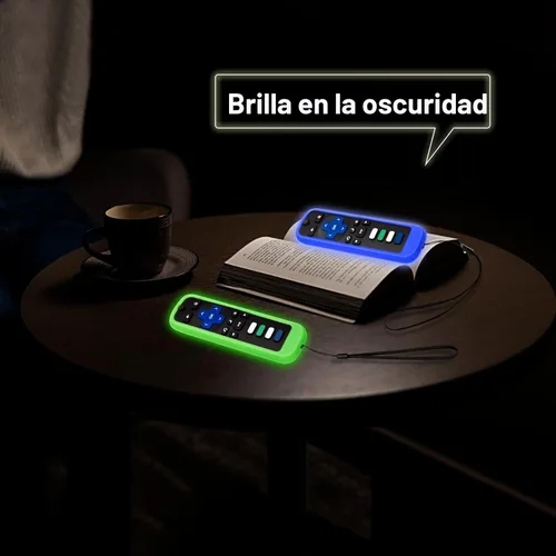 Miniatura 6 de Paquete de 2 fundas protectoras de control remoto para mando de TV Roku/Funda protectora de silicona - Brilla en la oscuridad (Verde/Azul)