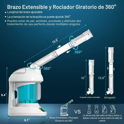 Miniatura 6 de DENFANY Vaporizador de pelo, vaporizador 2 en 1 para cabello y cara con UV y ozono, humidificador facial y sistema de pulverización hidratante