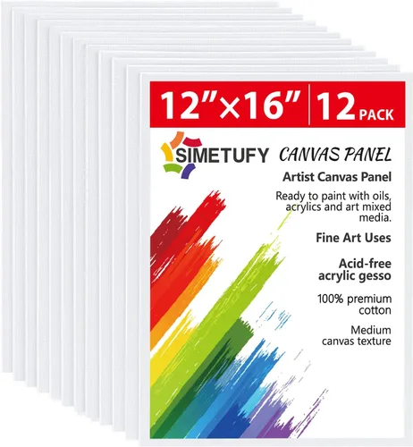 Miniatura 15 de Simetufy Paquete de 12 tableros de lienzo de 9 x 12 pulgadas para pintar paneles de lienzo, imprimados con gesso sin ácidos, 100% algodón