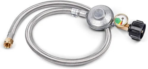 GasSaf Regulador de Propano de 3 Pies con Manguera, Reguladores de Gas Propano de Acero Inoxidable Trenzado y Medidores Adecuados para la Mayoría de