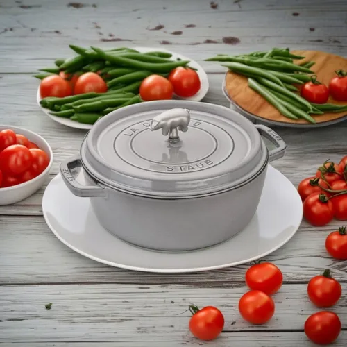 Miniatura 5 de Staub Hierro Fundido 6-qt Cochon Poco Profundo Ancho Redondo Cocotte - Gris Grafito