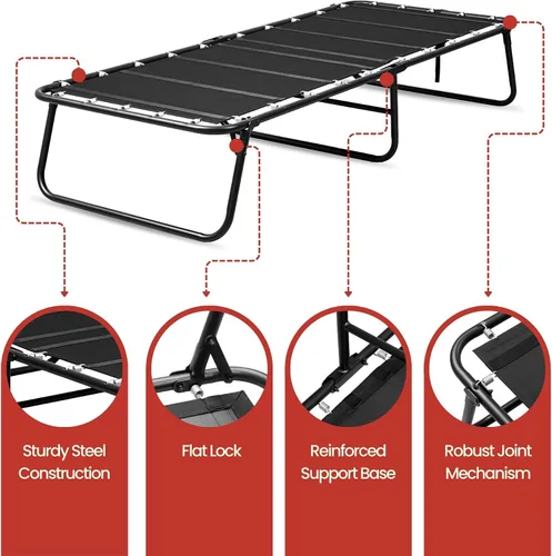 Miniatura 5 de Cama plegable con colchón para adultos y niños, tamaño individual estrecho, cama de invitados plegable con almacenamiento debajo de la cama, montaje