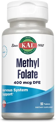 Miniatura 7 de KAL Folato de metilo 1000 mcg - Forma activa de 5-MTHF, suplemento de ácido fólico para mujeres y hombres, salud cardíaca, prenatal, apoyo cerebral