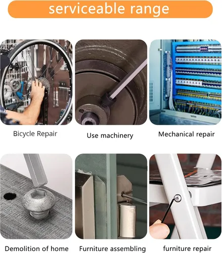 Miniatura 4 de 12 piezas Llaves hexagonales estándar de 1/8" con bucle completo, llave de puerta Allen de metal para dispositivo de salida de pánico de barra