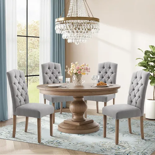 Miniatura 25 de Juego de sillas de comedor Parsons tapizadas copetudas, decoración de comedor de tela, elegante y moderna, para cocina, sala de estar con botones