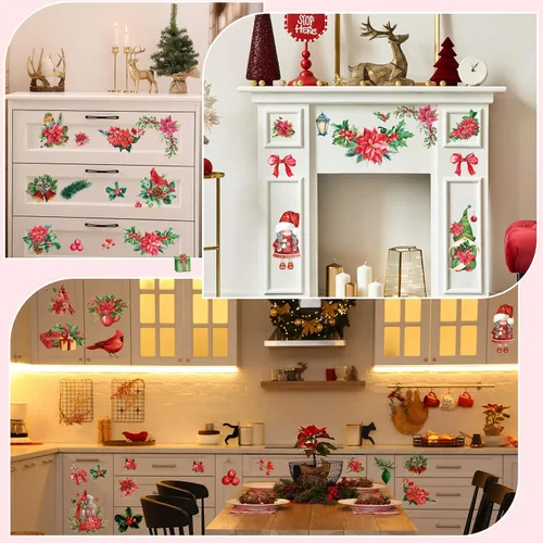 Miniatura 6 de BBTO 12 hojas de transferencia de Navidad para manualidades y muebles, calcomanías de transferencia de Navidad, calcomanías de invierno para madera