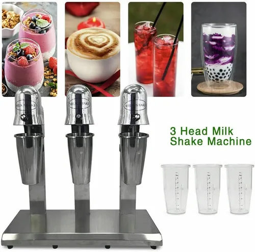 Miniatura 2 de Mezclador de batido de 3 cabezas, 110 V 18000 RMP Máquina eléctrica para batido de leche comercial con 3 tazas de 27.1 fl oz, mezclador espumador