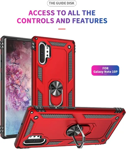 Miniatura 3 de Carcasa de grado militar para Samsung Galaxy Note 10 Plus 5G, anillo giratorio de metal, soporte magnético para montaje en coche, funda a prueba