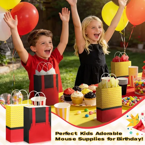 Miniatura 5 de Gersoniel 16 bolsas de fiesta de ratón, suministros de papel, bolsas de dulces de chocolate para galletas y dulces, suministros de decoración