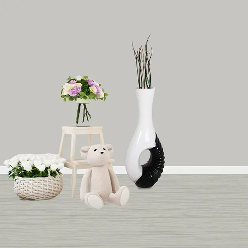 Miniatura 7 de Juego de 2 jarrones grandes modernos en blanco y negro, 43 pulgadas de alto, decoración contemporánea del hogar, elegante acento de habitación