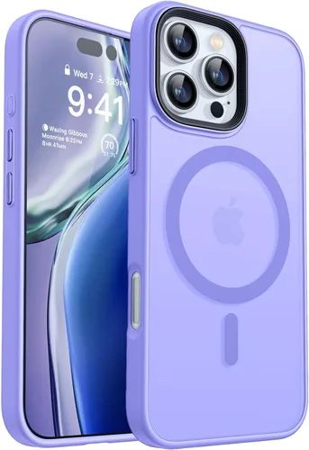 Miniatura 30 de CANSHN Funda magnética para iPhone 15 [compatible con MagSafe y probada contra caídas de grado MIL], funda delgada translúcida mate, antiarañazos, a