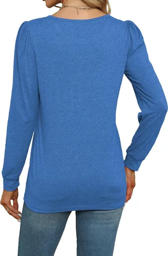 Miniatura 3 de JomeDesign Camisetas casuales de manga larga con cuello redondo para mujer