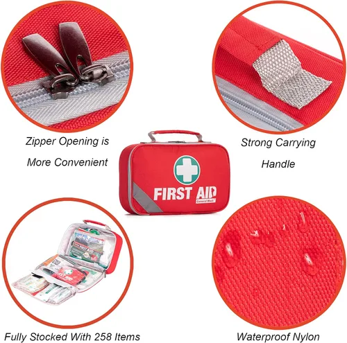 Miniatura 3 de General Medi Kit de primeros auxilios 2 en 1 (juego de 215 piezas) + kit de primeros auxilios de 43 piezas, incluye paquete de hielo (frío)