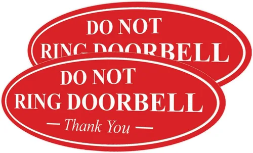 Miniatura 75 de All Quality Cartel de agradecimiento ovalado con texto en inglés «Do not Ring DOORBELL», color negro, pequeño, 1 paquete