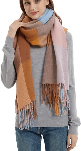 Miniatura 5 de Wander Agio - Bufanda larga y a la moda para mujer, diseño a cuadros, cálida, chal para invierno