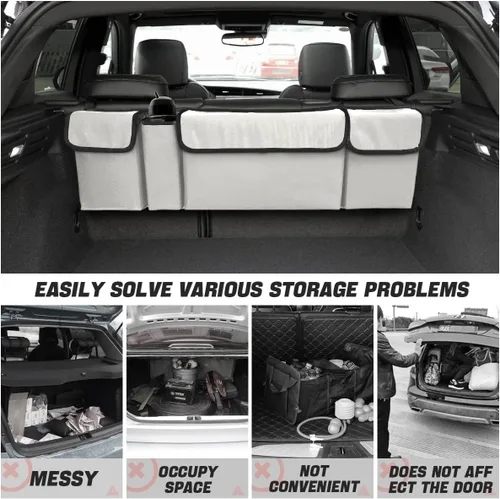 Miniatura 3 de AUCELI Organizador de Maletero para Auto, Organizador Colgante Grande para Asiento Trasero con Correas Ajustables, Bolsa de Carga Plegable