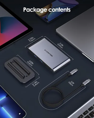 Miniatura 7 de LENTION Estación de acoplamiento para portátil USB C desmontable 10 en 1 con HDMI dual 4K a 60Hz, carga PD, USB C, USB-A, lectores de tarjetas