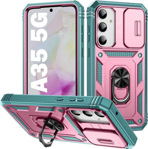 Miniatura 101 de PASNEW Funda para Samsung Galaxy A54, Soporte Metálico y Cubierta Deslizante para Cámara, Militar Multicapa Resistente de Cuerpo Completo a Prueba