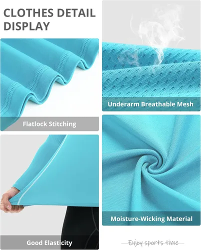 Miniatura 4 de Runhit Camisas de compresión para hombre de manga larga fresca y seca atlética, camisetas de entrenamiento para pesca y sol, mallas térmicas