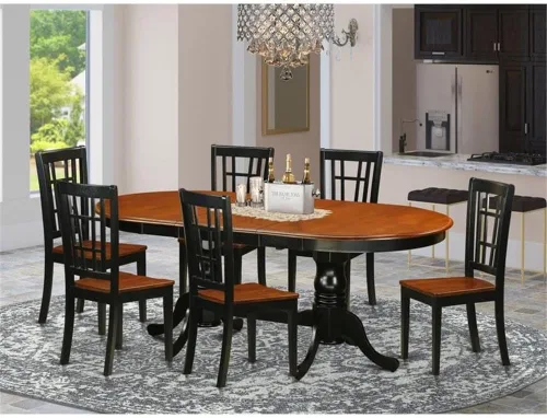 Miniatura 2 de Atlin Designs Sillas de mesa y comedor de 7 piezas en negro/cereza