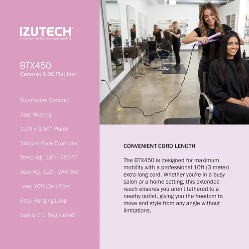 Miniatura 9 de IZUTECH BTX450 One Inch Styler Algodón Rosa