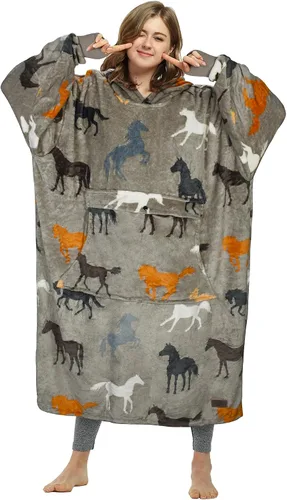 Miniatura 14 de Catalonia - Sudadera gigante tipo manta con capucha, sudadera con forro polar y bolsillo frontal grande, para adultos, hombres, mujeres