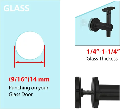 Miniatura 4 de Soporte de pasamanos ajustable de acero inoxidable de grado 316, superficie superior plana para tubo cuadrado, adecuado para vidrio de 1/4 a 1-1/4