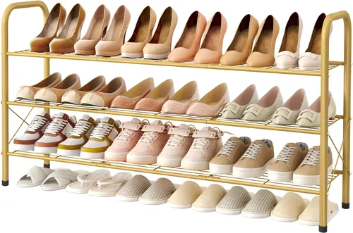 Miniatura 12 de Hoctieon Zapatero de 2 niveles para armario, zapatero de malla duradera, estante de zapatos de entrada, organizador de almacenamiento de zapatos