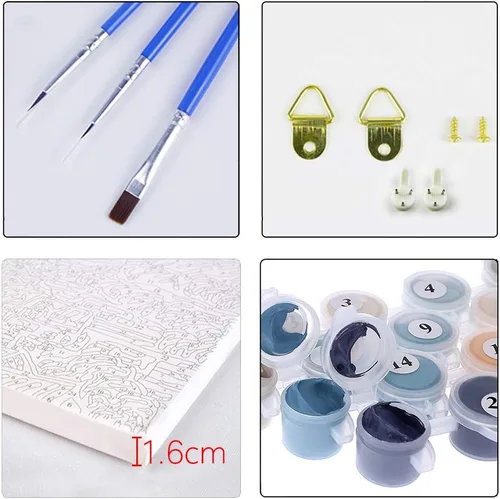 Miniatura 5 de Elftoyer - Pintura por números para niños y adultos y principiantes, kits de regalo de pintura en lienzo DIY para decoración del hogar - Dinosaurios