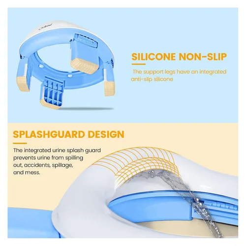 Miniatura 7 de Orzbow Inodoro portátil de entrenamiento para ir al baño, asiento de viaje para niños y niñas con protector contra salpicaduras, artículos Azul